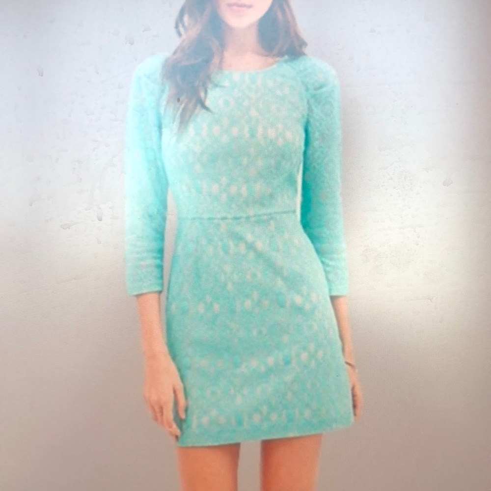 Chic Turquoise Lace Mini Dress